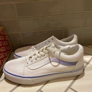 Vans Old Skool white and blue sneakers (never worn)
